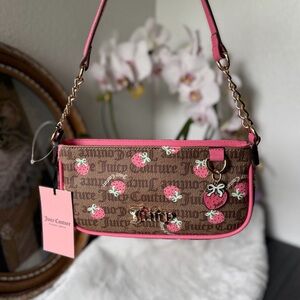 Juicy Couture BERRY SWEET brown chestnut pink shoulder bag purse with charm